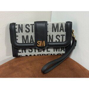 STEVE MADDEN WRISTLET WALLET CANVAS LOGO GRAY AND BLACK COLOR